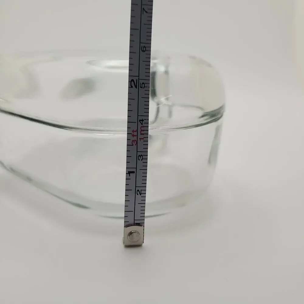 Heart Shaped Clear Glass Trinket Dish with Etched Rose Design, 4 Inches Wide